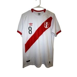Peru Soccer Umbro FIFA World 2018 Jersey Men's Large White Short Sleeve